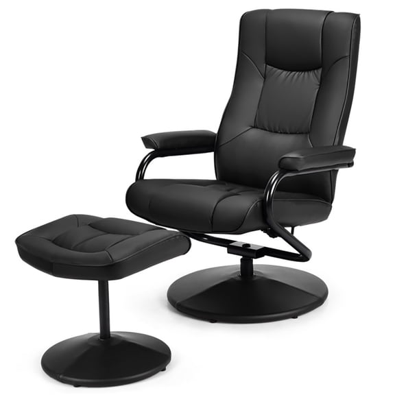 Resenkos Swivel Lounge Chair Recliner with Ottoman-Black, Multi-Functional Swivel Chair, Thick Sponge Pads, High-Load Bearing, Versatile Usage, Seat, Back & Ottoman Included