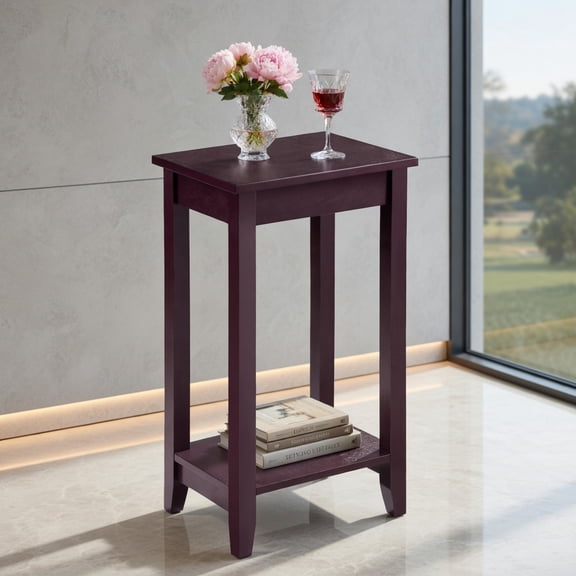 Resenkos Tall Wooden Sofa End Table Side Table, Space-Saving 2-Tier Table, Simple Design, Sturdy & Lightweight, High Capacity, Ideal for Home Decor