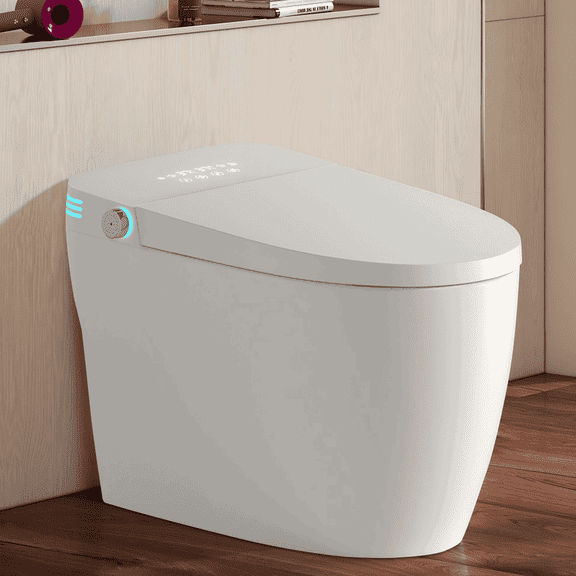Resenkos Tankless Smart Toilet with Built-in Bidet, Auto Flush, Heated Seat, Warm Water and Air Dry - White