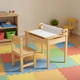 thumbnail image 1 of Resenkos Toddler Multifunctional Activity Table and Chair Set with Paper Roll Holder-Natural, Small Folding Table for Arts & Crafts, Snack Time, Homeschooling, Homework, 1 of 7