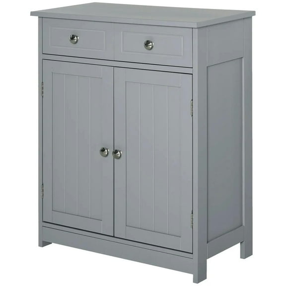 Resenkos Toilet Storage Cabinet, Bathroom Storage Cabinet,Bathroom Floor Cabinet, Bathroom Cabinet with 2 Doors, 2 Drawers and Adjustable Shelf, Gray