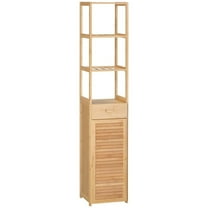 Resenkos Toilet Storage Cabinet, Bathroom Storage Cabinet,Bathroom Storage Cabinet with Drawer and Slatted Shelves
