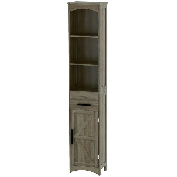 Resenkos Bathroom Cabinet, Narrow Storage Unit, Floor Cabinet for Bathroom, Living Room, Entryway, Gray