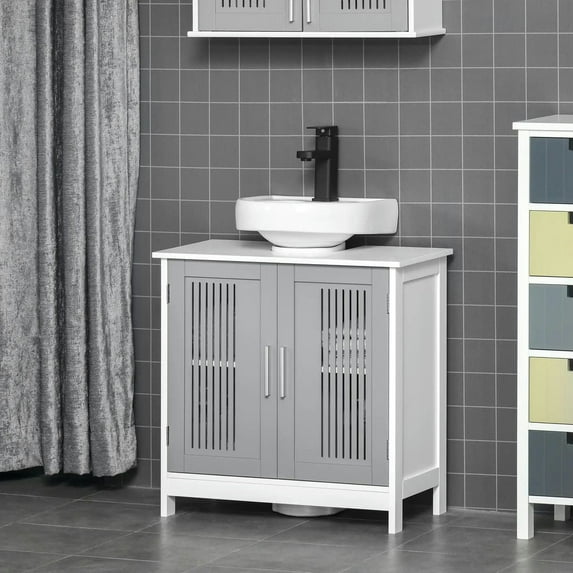 Resenkos Toilet Storage Cabinet, Bathroom Storage Cabinet,Under Sink Pedestal Storage Bathroom Cabinet, Grey White