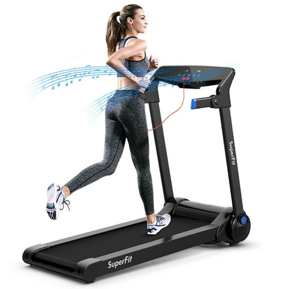 Resenkos Treadmill, Electric Treadmill, Walking Jogging Machine,3HP Electric Folding Treadmill with Bluetooth Speaker-Blue
