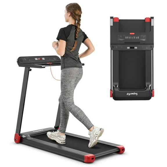 Resenkos Treadmill, Electric Treadmill, Walking Jogging Machine,Folding Electric Compact Walking Treadmill with APP Control Speaker-Red