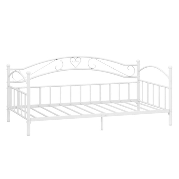Resenkos Twin Size Metal Daybed with an Attached Headboard, Combines a Classic Design with Durable Steel Construction for Bedroom Use, White