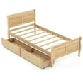 thumbnail image 1 of Resenkos Twin Size Sleigh Bed Frame with Two Large Under-Bed Storage Drawers, Crafted from Solid Wood with a Classic Curved Headboard Design, Natural, 1 of 8