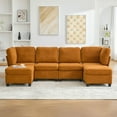 thumbnail image 1 of Resenkos U-Shaped 6-Seat Sectional, Oversized Modular Couch with Chaise and Storage Ottoman, Orange, 1 of 16