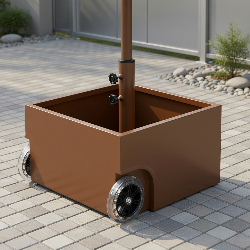 Resenkos Umbrella Base for Patio, Umbrella Stand Outdoor Base,150 Pounds Patio Umbrella Base Stand Wheels Planter Outdoor-Coffee