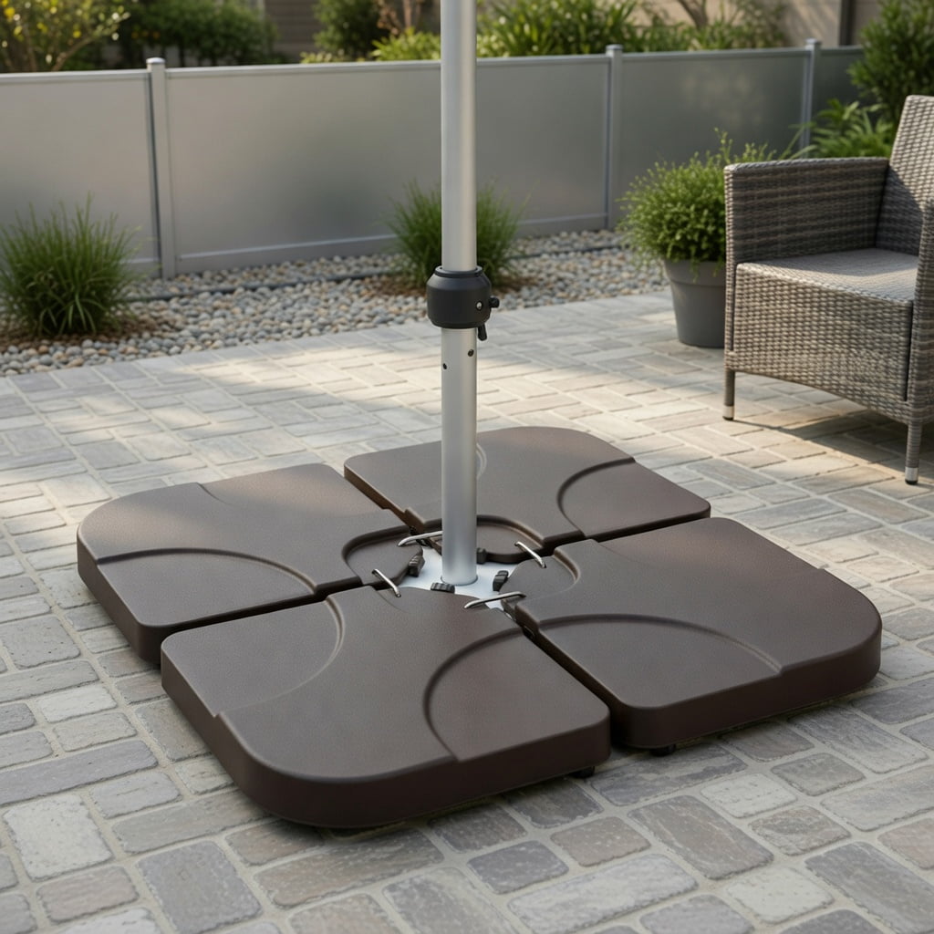 Resenkos Umbrella Base for Patio, Umbrella Stand Outdoor Base,20 Inch Patio Offset Water Filled Plate Umbrella Base Sand-Coffee