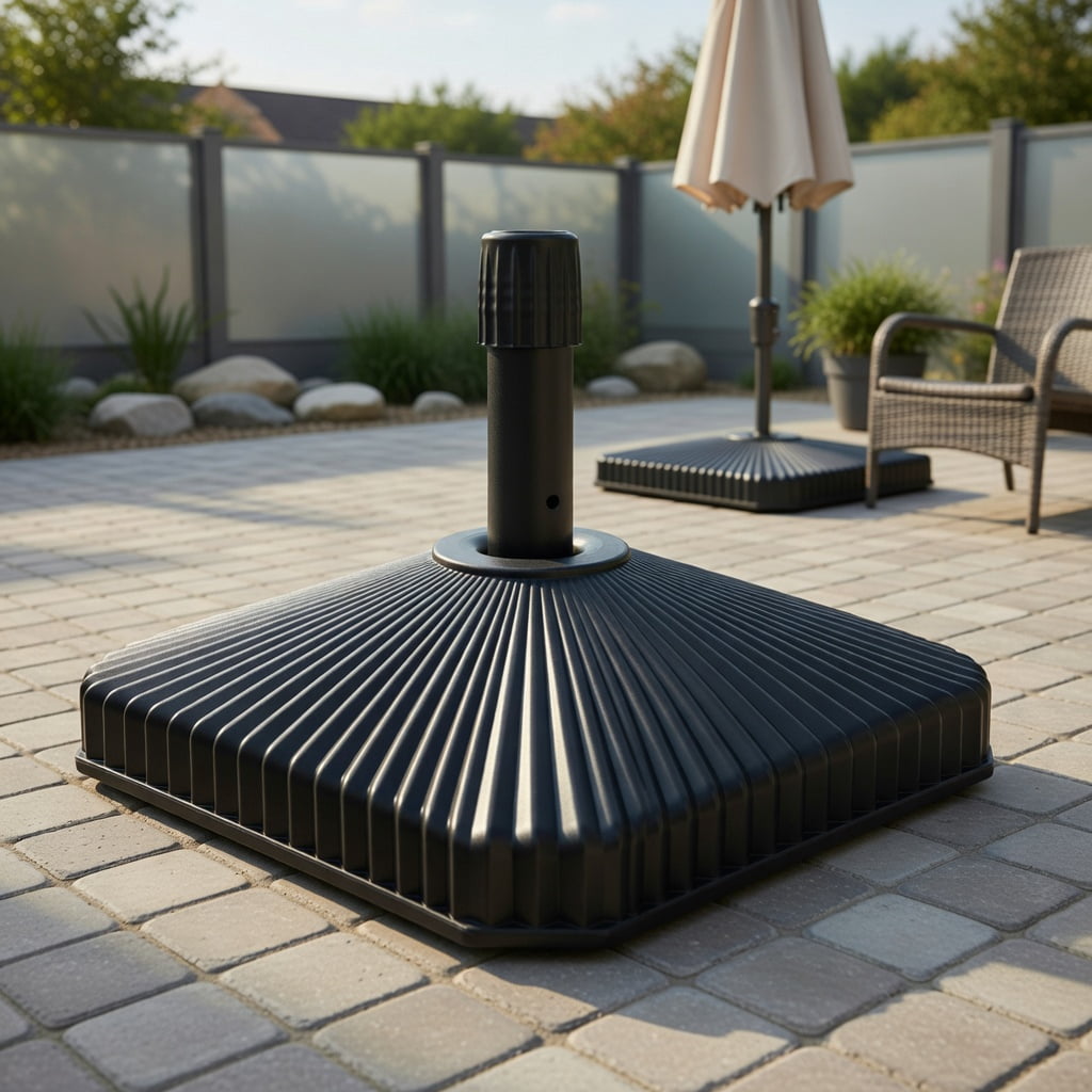 Resenkos Umbrella Base for Patio, Umbrella Stand Outdoor Base,Fillable Umbrella Base with Shell Texture and 3 Coupler Sizes-Black
