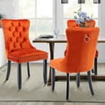 thumbnail image 1 of Resenkos Upholstered Tufted Dining Chairs Set of 2 with Nail Head Decor, Orange Velvet Fabric, 1 of 9