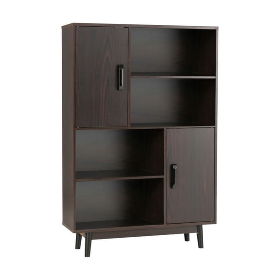 Resenkos Versatile Shelving Unit Bookcase,Bookcases,Bookshelves Corner Shelf,Sideboard Storage Cabinet with Door Shelf-Espresso
