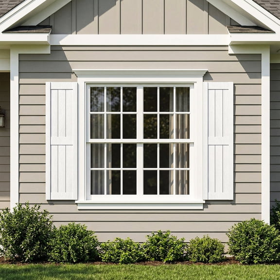 Resenkos Vertical Grain Faux Shutters, Weatherproof Elegance for Instant Curb Appeal, 14"x47", White