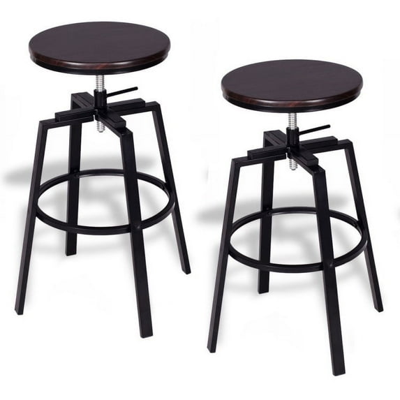Resenkos Vintage Bar Stools Set of 2 with Footrest, Counter Stools for Bar Bistro Dining Room Kitchen, Brown