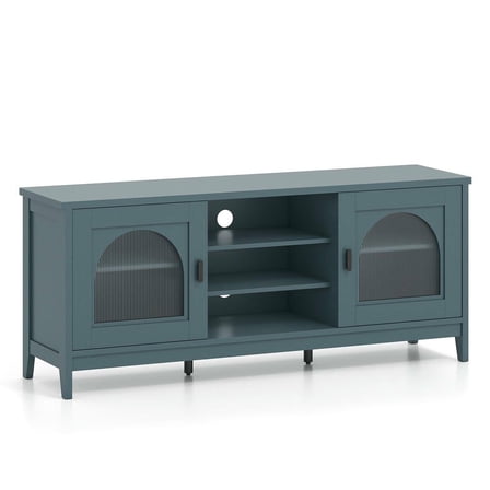 Resenkos Vintage-Style TV Cabinet for 65-Inch TVs with Adjustable Shelves, Turquoise