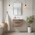 thumbnail image 1 of Resenkos Wall Cabinet, Wall Mount Cabinet,Grey Wood Grain Wall-Mounted Bathroom Vanity with Double Drawers, White Ceramic Sink, and Mirror, 1 of 10