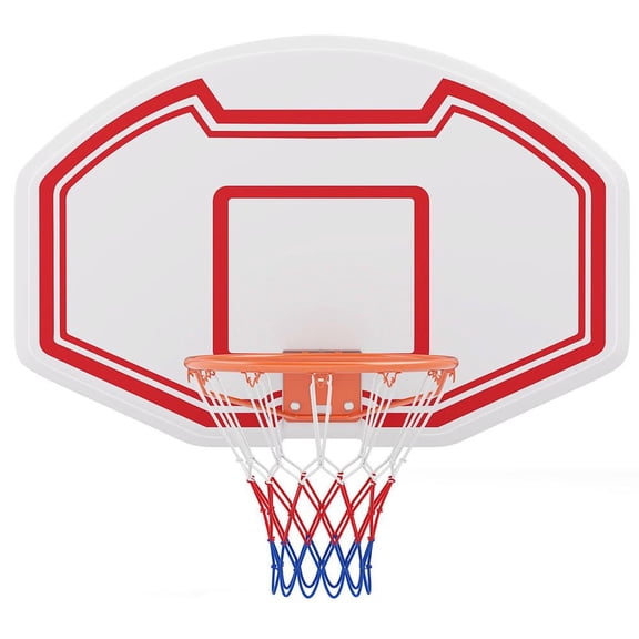 Resenkos Wall Mount Shatterproof Backboard Basketball Hoop - White/Red