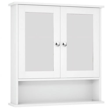 Resenkos Wall Mounted Bathroom Medicine Cabinets Over The Toilet Storage Cabinet with Mirror Doors and Adjustable Shelf, White