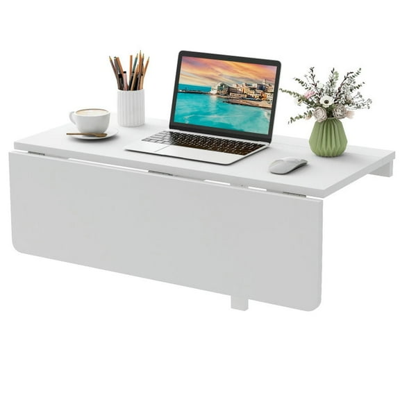 Resenkos Wall Mounted Folding Desk, Table Wall Mounted,31.5 x 23.5 Inch Wall Mounted Folding Table for Small Spaces-White