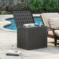 thumbnail image 1 of Resenkos Waterproof Patio Storage Container with Lockable Top, 25 Gallon Wicker Pattern Deck Box for Cushions Tools and Pool Accessories, Black, 1 of 7