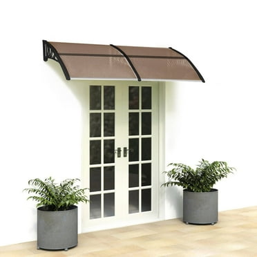 EDOEMSE Window Awning Door Canopy Outdoor Front Door Canopy Cover, Brown