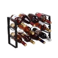 thumbnail image 1 of Resenkos Wine Rack for Counters Tabletop, 3 Tier Stackable Metal Free Standing 12 Bottles Wine Bottle Storage Rack, Black, 1 of 5