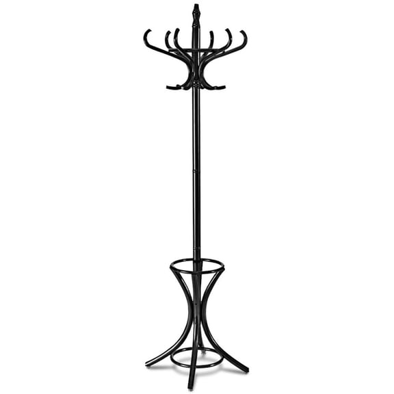 Resenkos Wood Standing Hat Coat Rack with Umbrella Stand-Black, Tree Shaped Coat and Hat Hanger, Coat Racks for Foyer and Office