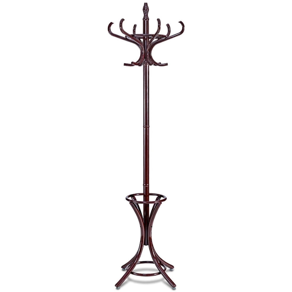 Resenkose Wood Standing Hat Coat Rack with Umbrella Stand-Brown, Tree Shaped Coat and Hat Hanger, Coat Racks for Foyer and Office，