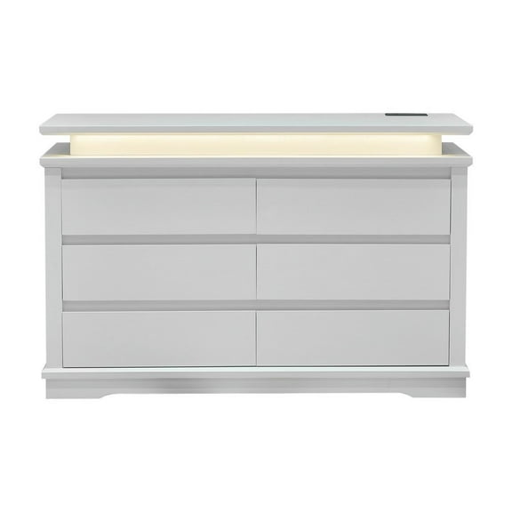 Resenkos Wooden Console Table with LED Light, Entryway Table, Storage Table, Modern Style, White