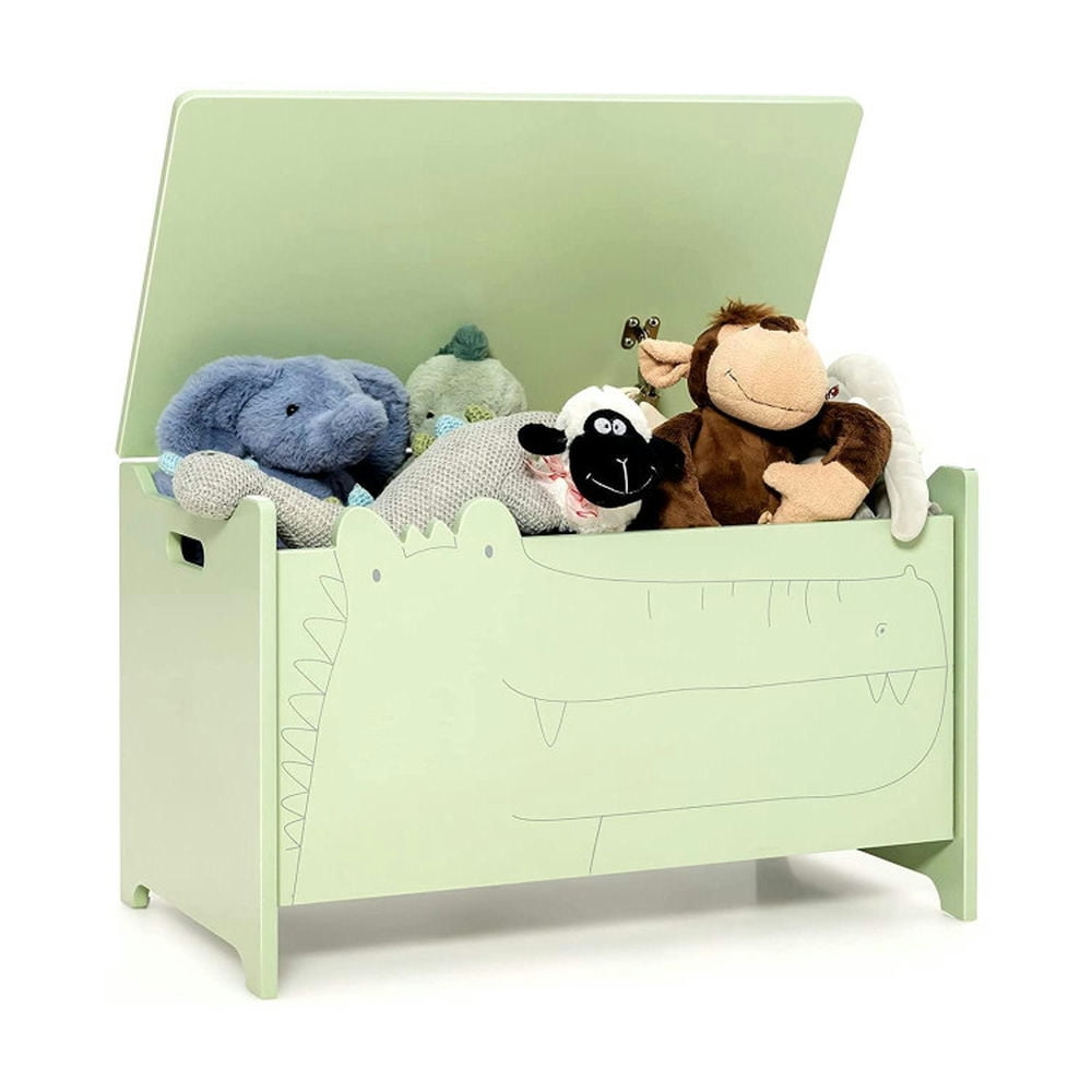 Resenkos Wooden Kids Toy Box with Safety Hinge-Green, Kids Toy Storage for Kids, Boys, Girls, Nursery