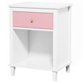 thumbnail image 1 of Resenkos Wooden Nightstand for Kids Bedroom with 1 Drawers & Open Cubby, Gray&Pink, 1 of 9