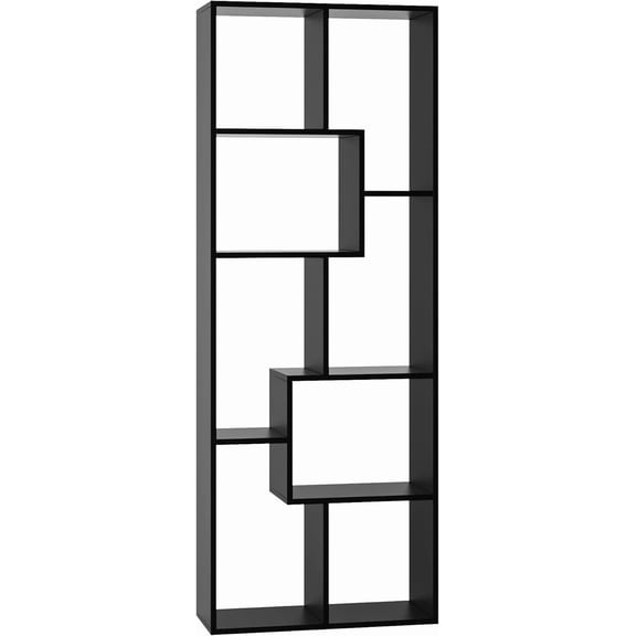 Resenkos 5-Tier Disordered Irregular Bookshelf, Modern Open Exhibit Stand, Ornamental Space Partition for Entryway, Bedroom and Living Area, Black
