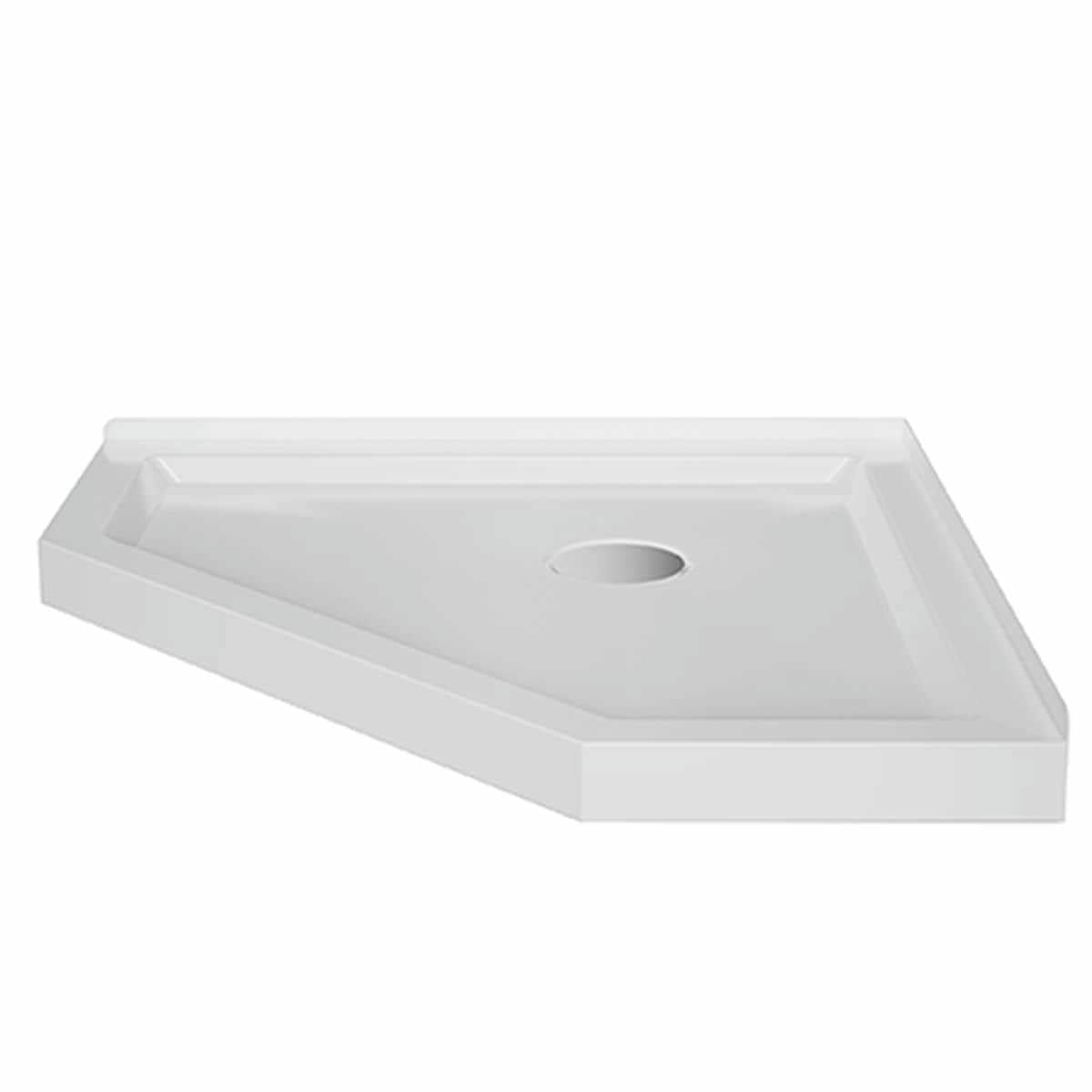 Resenkos36 in. D x 36 in. W x 3.5 in. H Corner Drain Neo-Angle Shower Base, Acrylic And ABS, White