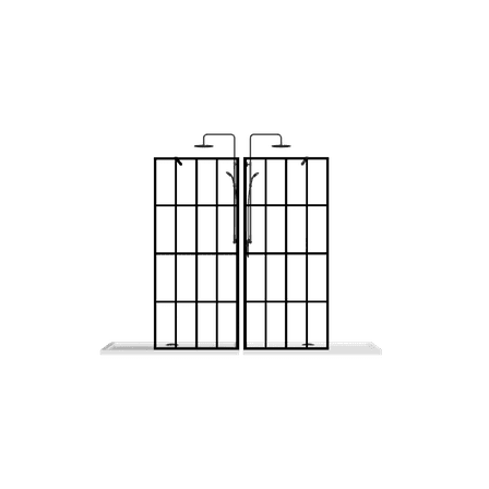 Resenkos46" X 72" Shower Screen Walk-In Wet-room, Tempered Glass, Black Paint Aluminum Frame, Hardware, Black