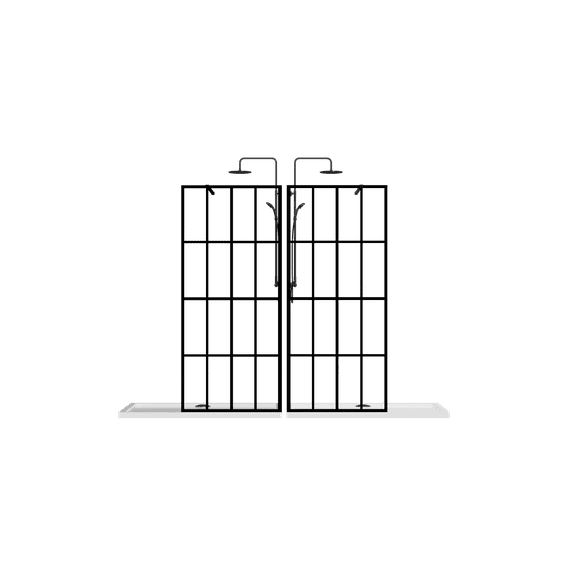Resenkos46" X 72" Shower Screen Walk-In Wet-room, Tempered Glass, Black Paint Aluminum Frame, Hardware, Black