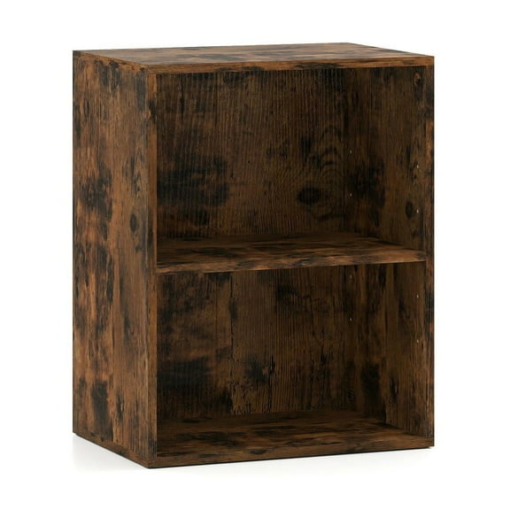 Resenkose 2-Cube Adjustable Bookcase with 5-Position Shelves, Free-Standing Home Storage Unit, Brown