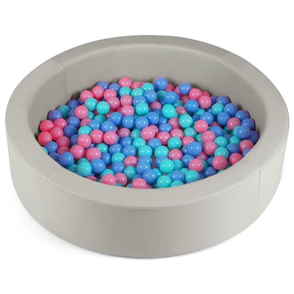 Resenkose 41.5" Round Foam Ball Pit, Soft Safe Play Pit with Removable Washable Cover and Included Filling for Toddler Indoor Fun - Gray