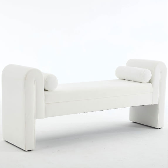 Resenkose 60 Inch Oversized Two-Seater Bench, Extra Long Comfortable Statement Bench for Entryway, Mudroom, Living Space, White