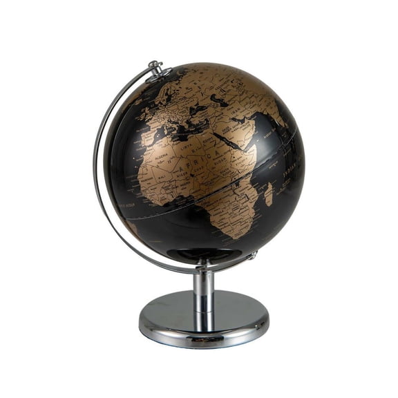 Resenkose 8" Decorative Desktop World Globe, Rotating Tabletop Globe with Shiny Metallic Finish for Living Room and Study Decor - Gold
