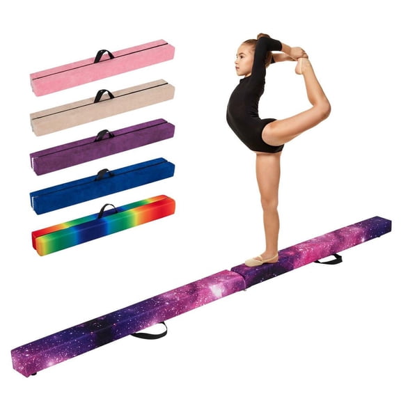 Resenkose 9ft Folding Gymnastics Balance Beam, Durable Training Tool with Anti-Slip Base and Sturdy Pine Frame for Gymnastics Practice - Multicolor