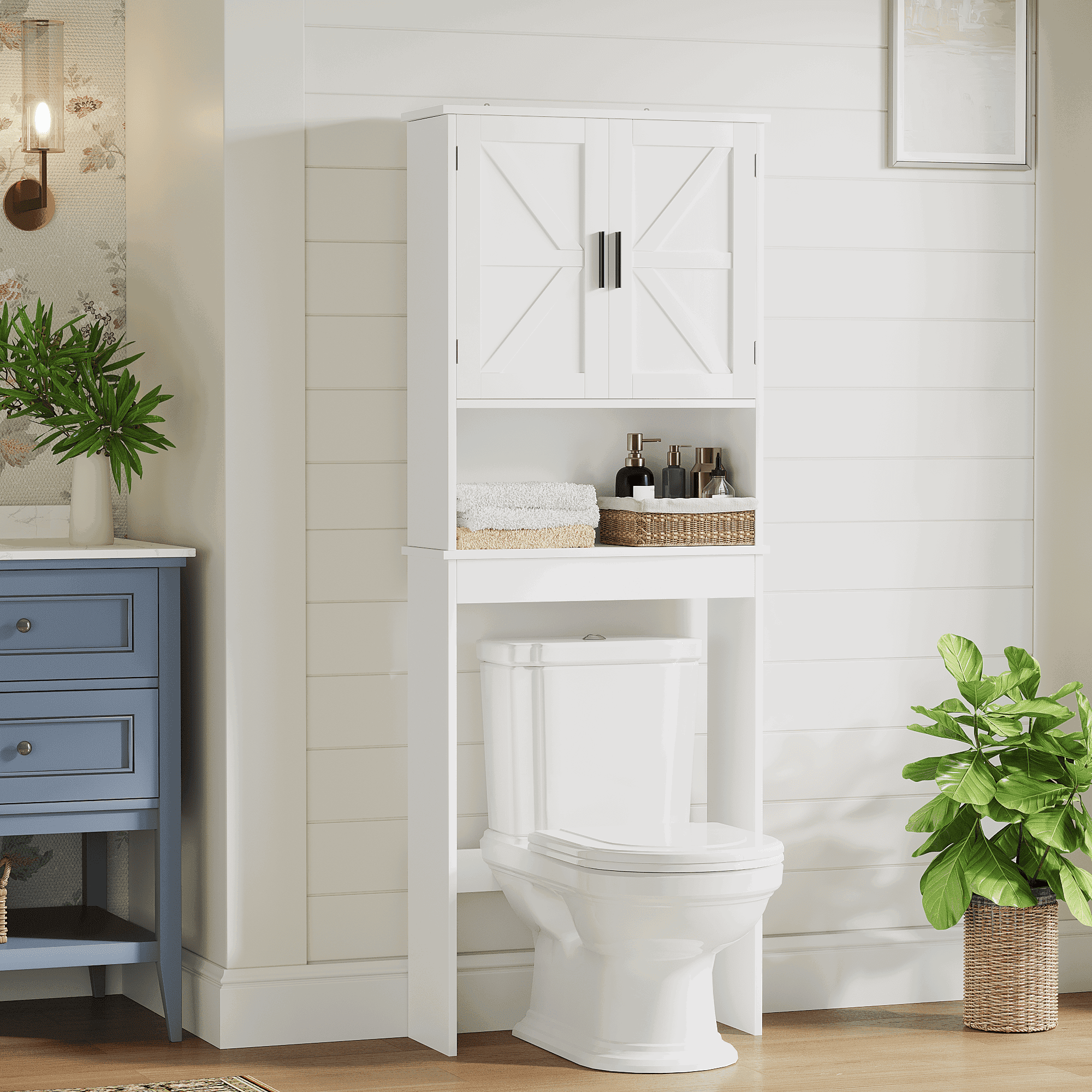 Small Sign Storage Rack Resenkose Over The Toilet Storage Cabinet with Adjustable Shelf and ...