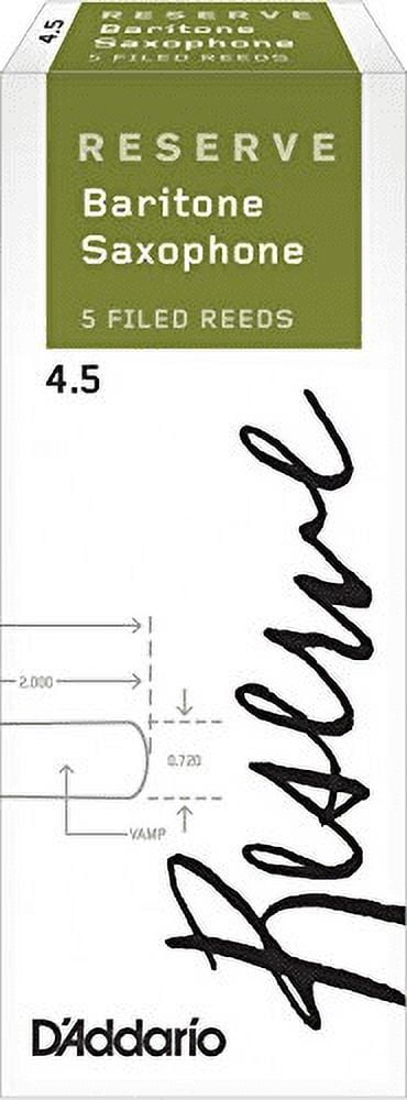 D'Addario Reserve, Baritone Saxophone Reeds Strength 4.5, 5-Pack