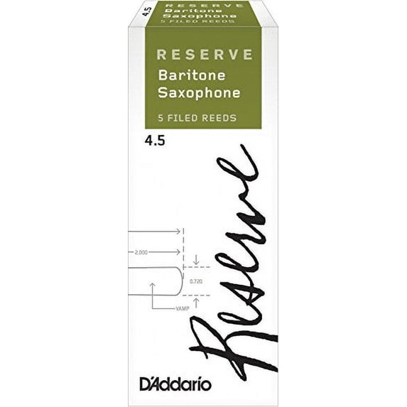 D'Addario Reserve, Baritone Saxophone Reeds Strength 4.5, 5-Pack