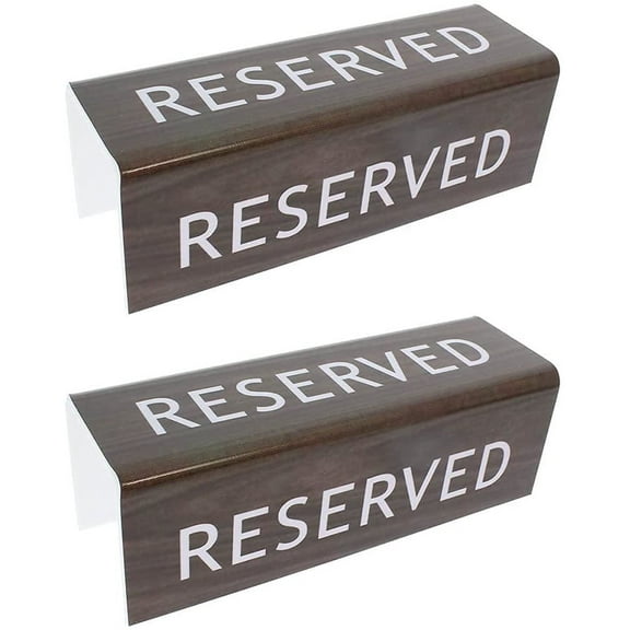 Reserve Pew or Chair Signs 3 Sided Walnut Lucite Reserved Pkg of 2