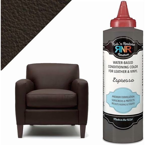 Reserve - Premium Vinyl & Leather Paint - Conditioning Color for Furniture, Auto, Boat - Restore, Recolor, Sunscreen & Protect - Made in the USA - 8 oz (Espresso)