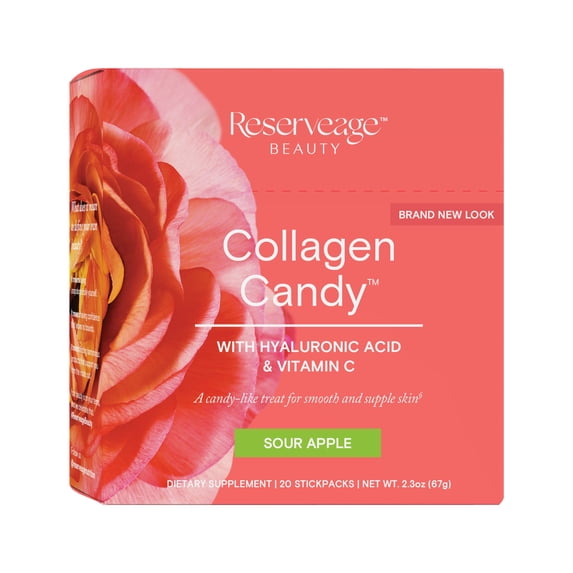 Reserveage Nutrition Collagen Candy, Collagen Supplement for Skin Care and Hair Growth, Hyaluronic Acid & Vitamin C 2.30 oz, 1 Pack