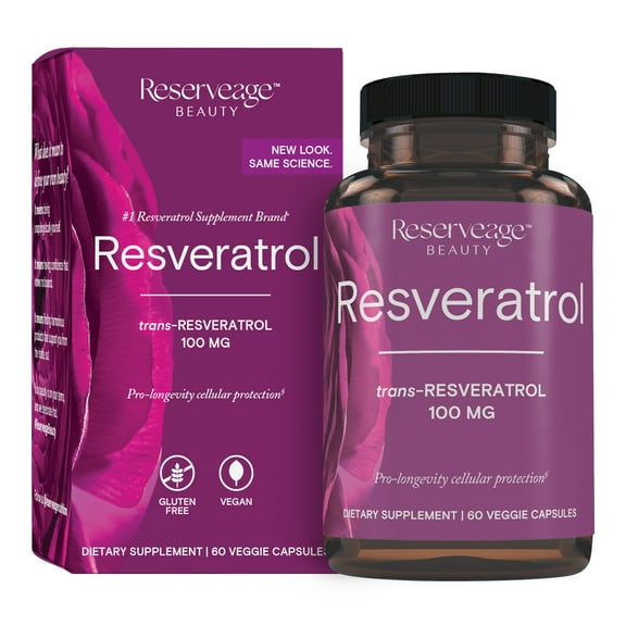Reserveage Beauty, Resveratrol 100 mg, Antioxidant Supplement for Heart and Cellular Health, Supports Healthy Aging and Immune System, Paleo, Keto, 60 Capsules (60 Servings)