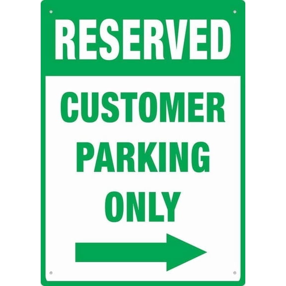 Reserved Customer Parking Only Right Arrow Metal Sign, Outdoor Plaque for Business Workplace Office Home Garden, Directional Reserved Sign, 8x12 Inch For Home Wall Art Decor Metal Tin Sign